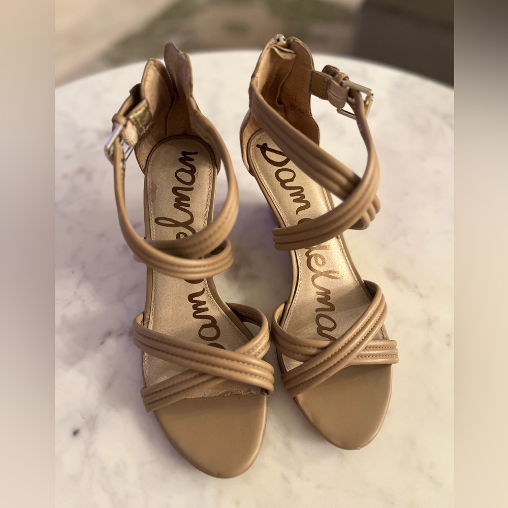 Leather Sam Edelman Beige Strappy Heels size 8